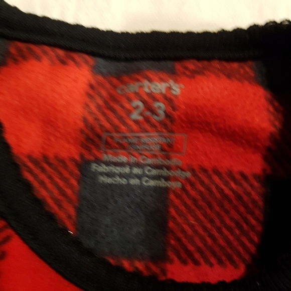 Carter's fleece buffalo plaid nightgown 2-3 years - Picture 3 of 4